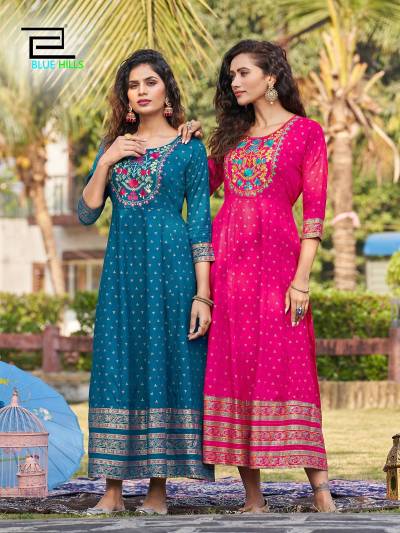 Encounter Vol 3 By Blue Hills Fancy Flared Anarkali Gown Style Kurti Collection